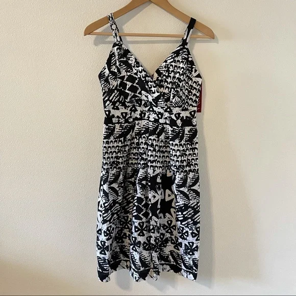 Merona | Dresses | Merona Linen Sun Dress Sleeveless Black White Geometric  Print Nwtxs | Poshmark